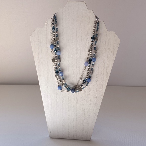 Premier Designs Denim Multi Strand Beaded Necklace, 16” long with 4” extender - Picture 3 of 7